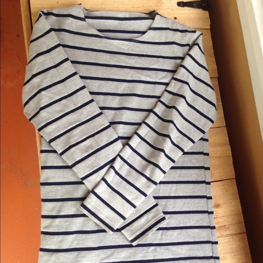American Apparel navy and grey striped shirt