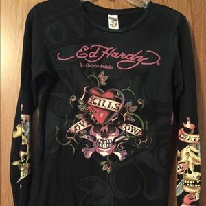 Ed Hardy long-sleeved tee, perfect condition