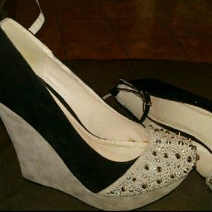 Spiked wedged heels