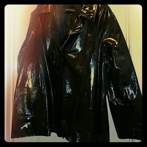 Patent leather hiplength jacket