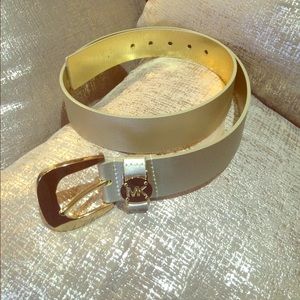 Michael Kors Gold Genuine Leather Belt Size L