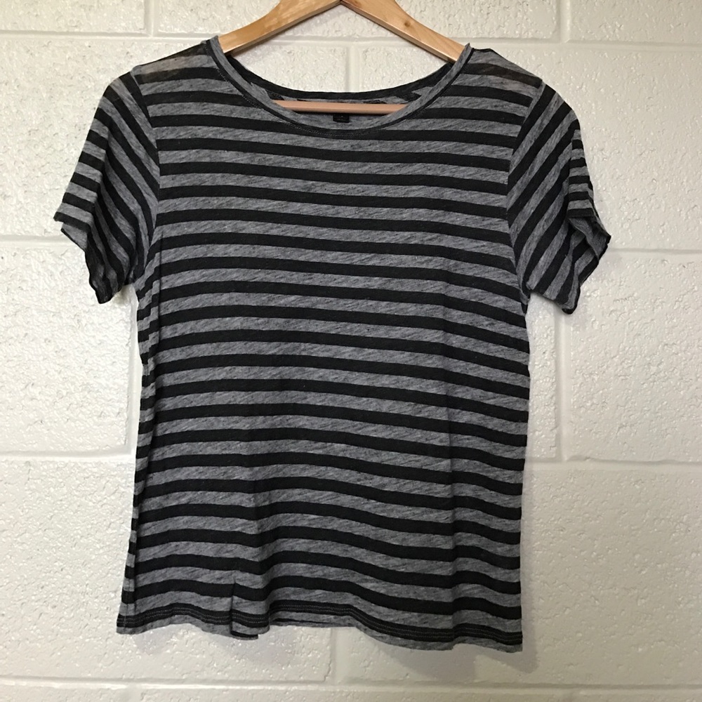 j crew black and grey striped tee