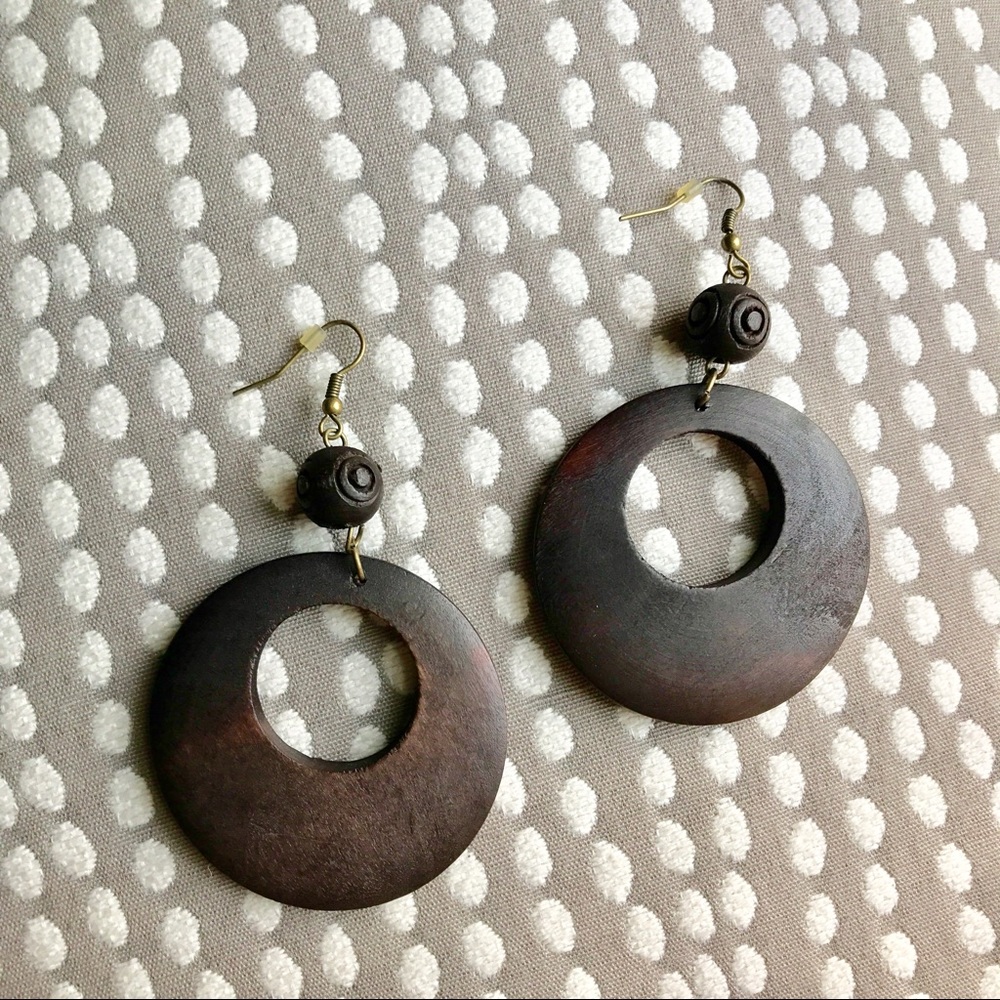 !! Closet Closing!! Stained Wood Hoop Earrings