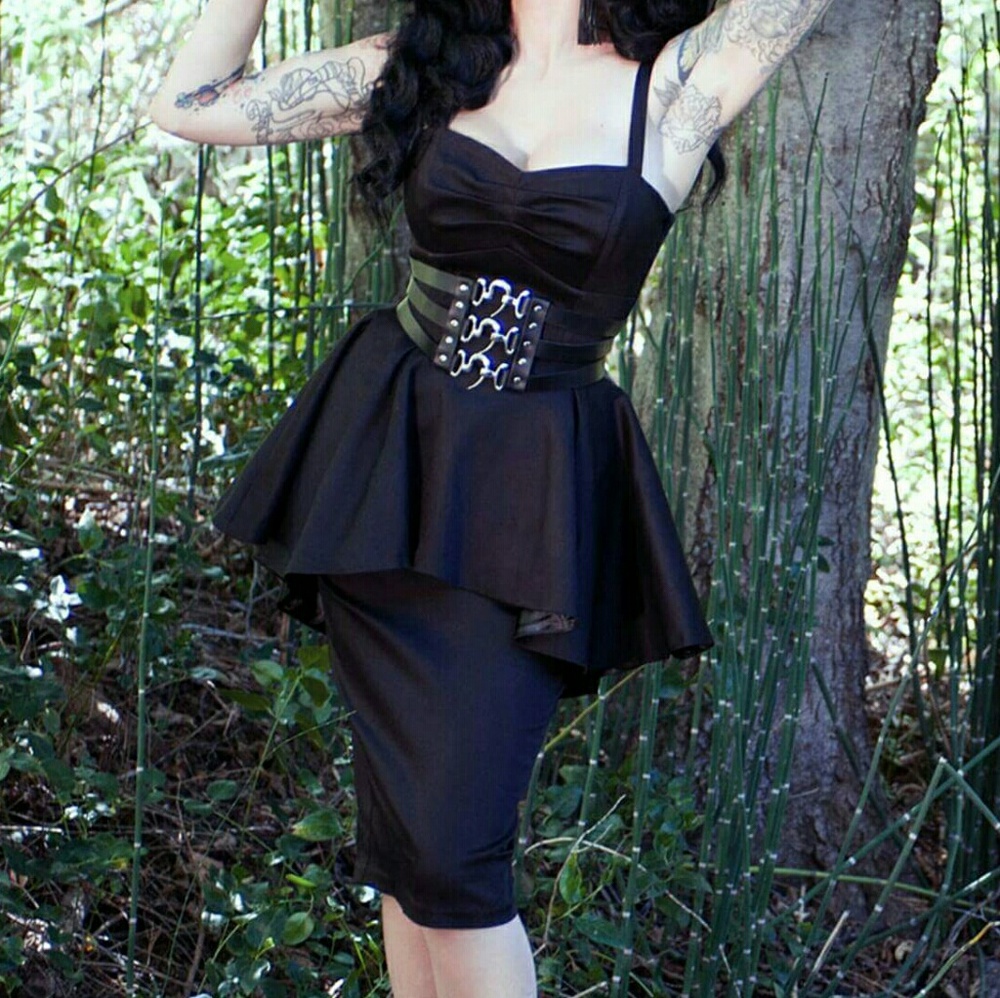 Pinup Girl Glamour Ghoul Dress with Peplum
