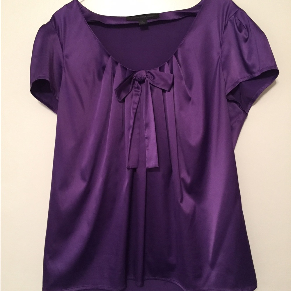 Express Purple Scoop Neck Blouse w/Bow