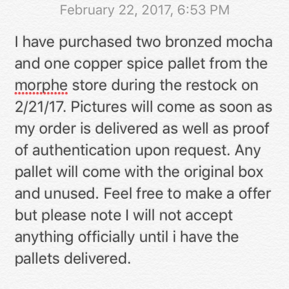 Morphe bronzed mocha and copper spice pallets