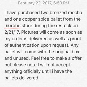 Morphe bronzed mocha and copper spice pallets