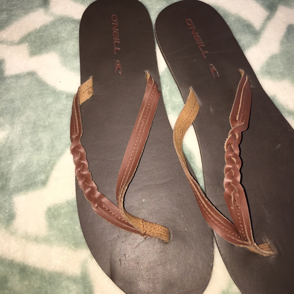 O'Neill Brown Leather Flip Flops