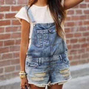 Denim Overall Shorts