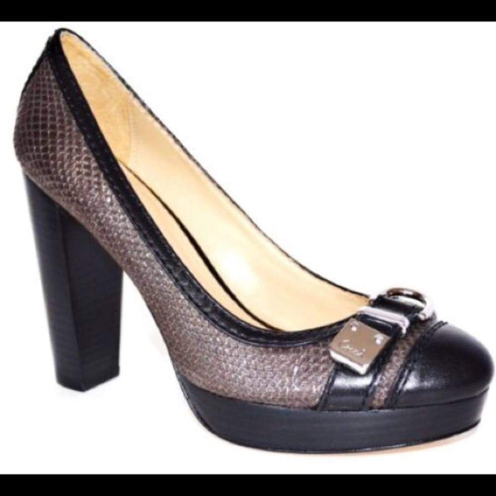 Coach Tinsley black stacked heels 7