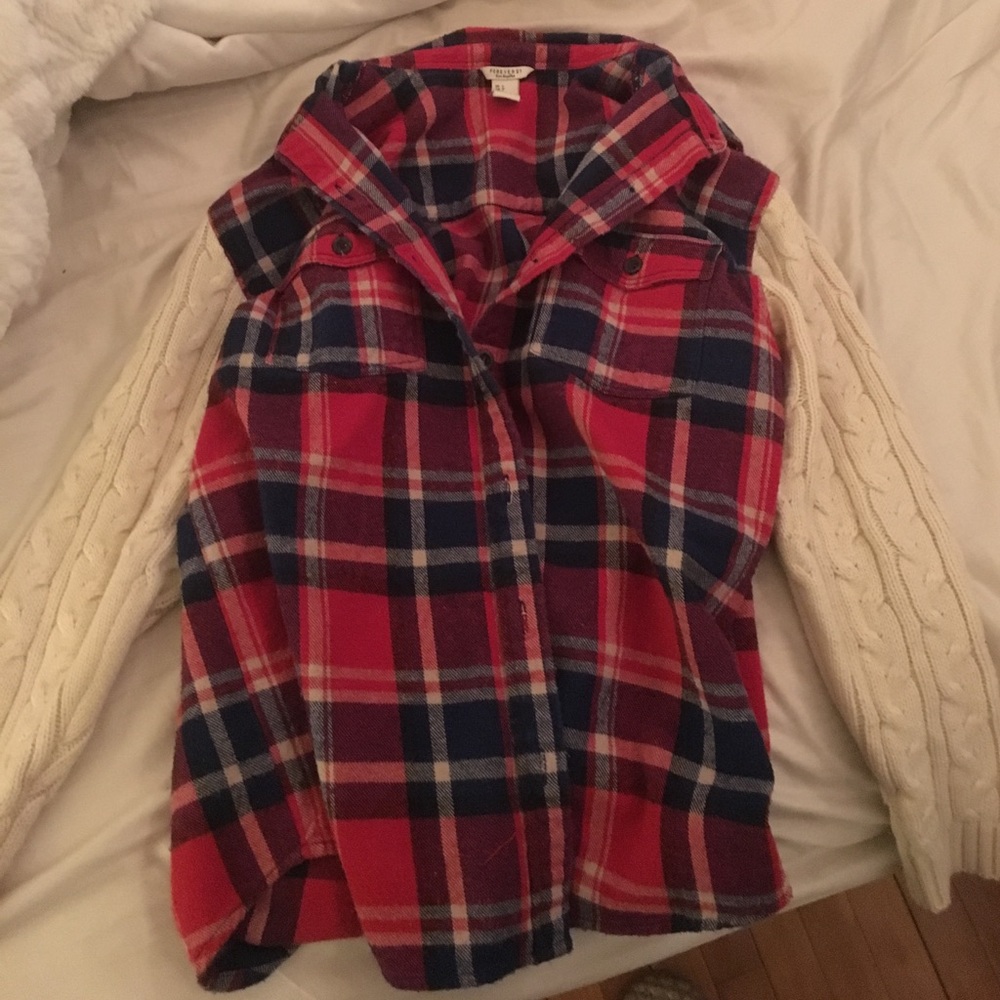 Flannel with sweater arms