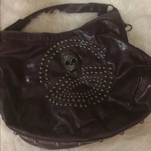 Burgundy Skull Purse