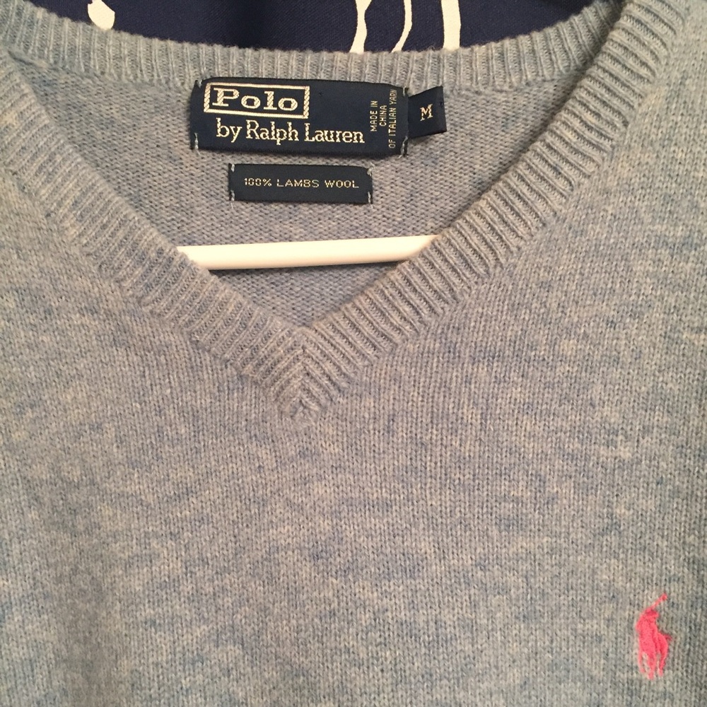Men's light blue polo sweater