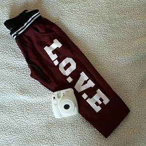 Maroon "LOVE" joggers