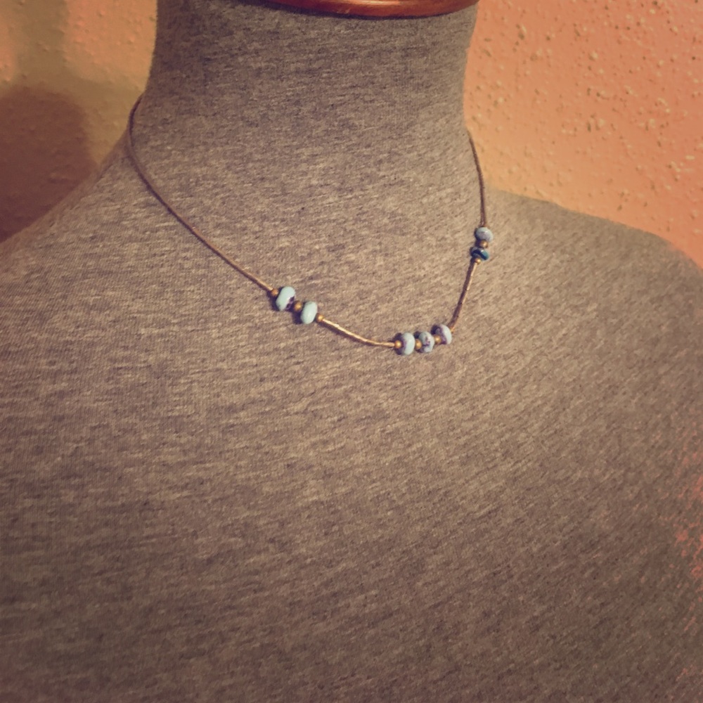Light blue beaded necklace