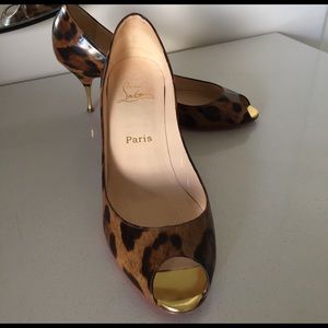Christian Louboutin Leopard Peep-Toe