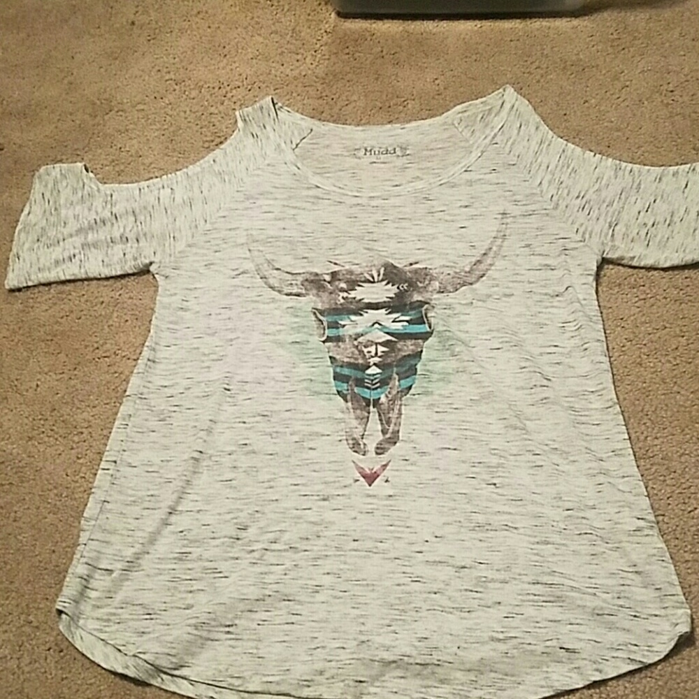 Bull skull shirt, cut out shoulders