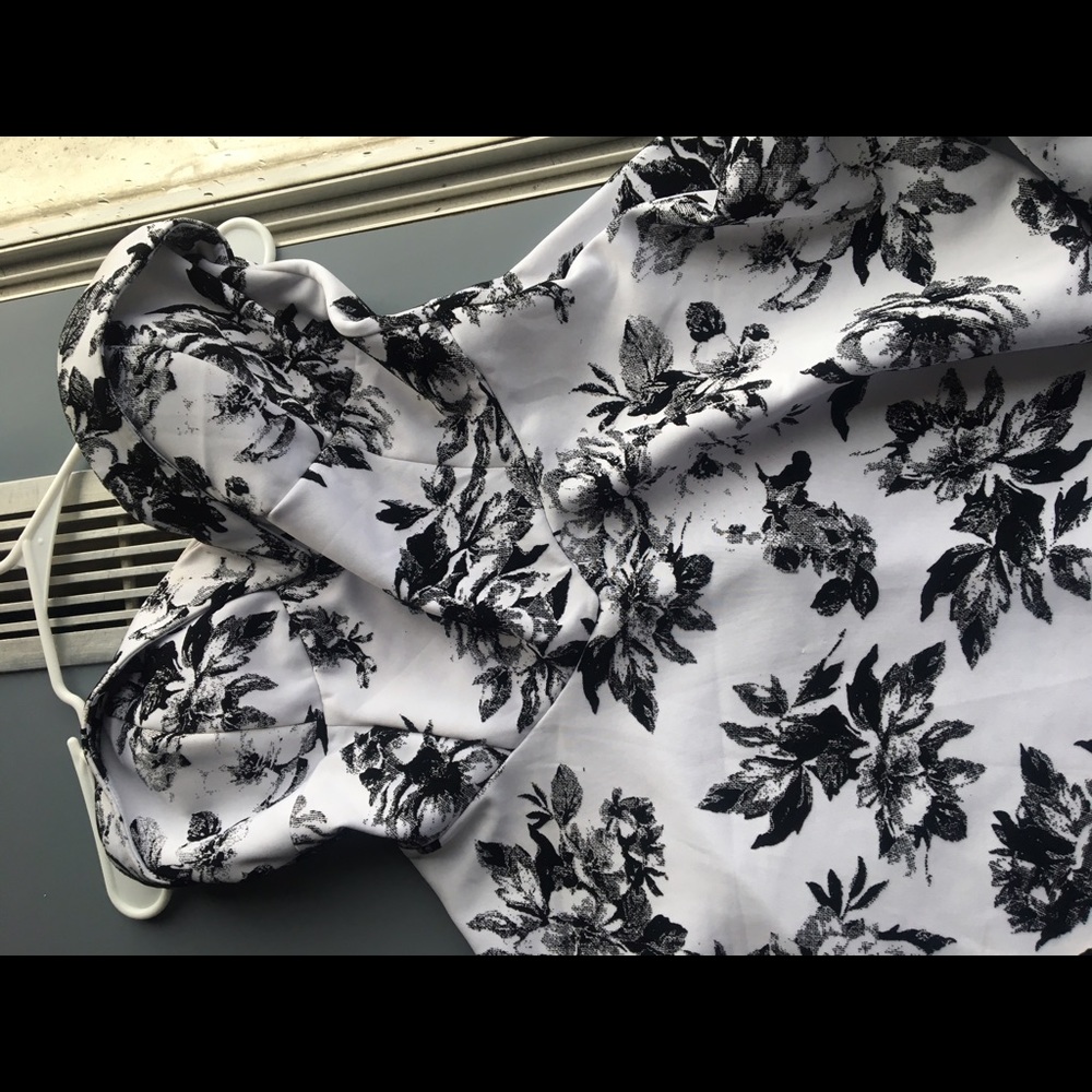 Velvet white and black floral dress