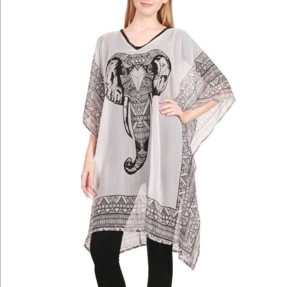 Elephant Chiffon Kaftan Poncho