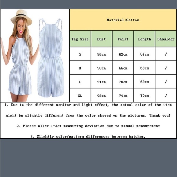 Striped Rompers Women Short Jumpsuits Backless - Picture 2 of 3
