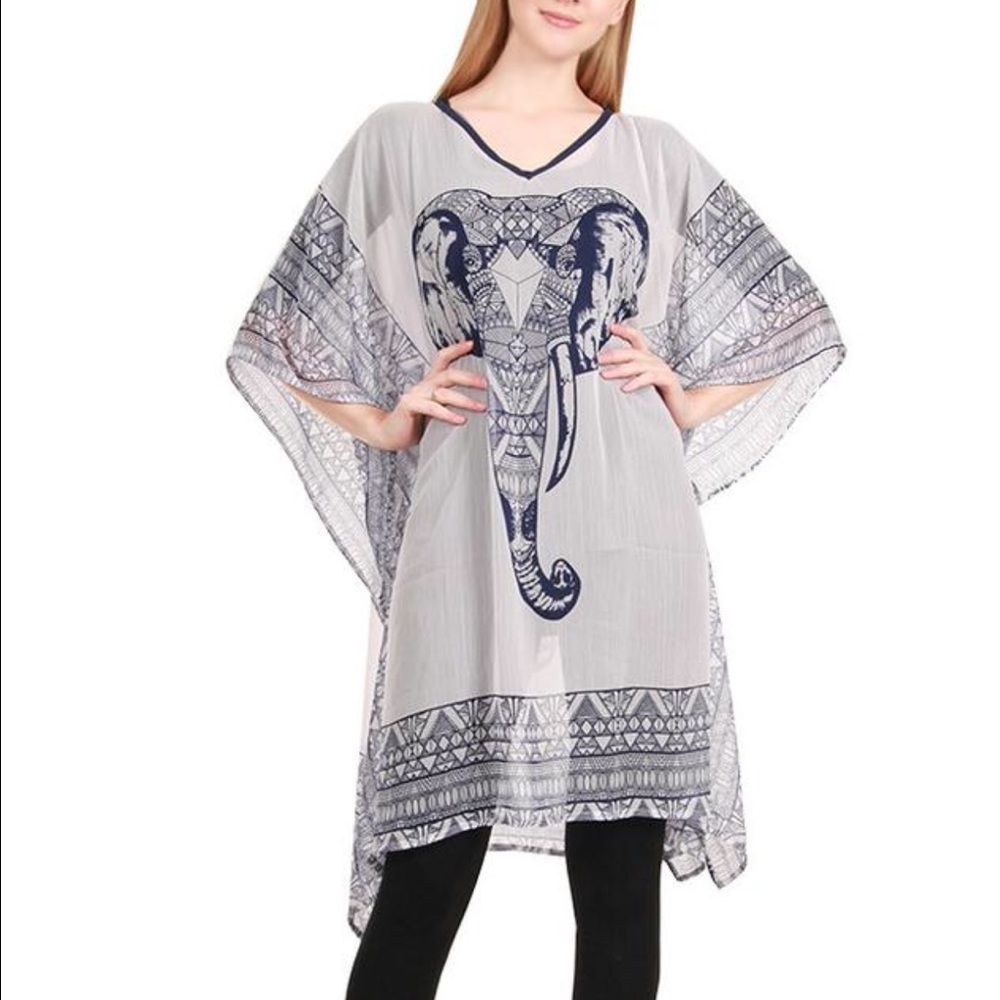 Elephant Chiffon Kaftan Poncho