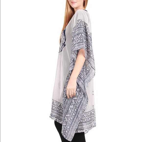 Elephant Chiffon Kaftan Poncho - Picture 2 of 2