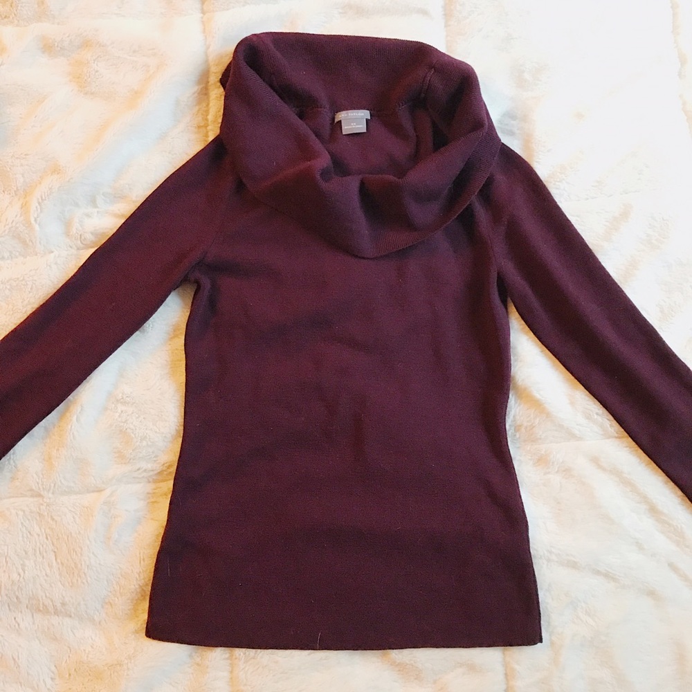 Ann Taylor burgundy cowl neck sweater