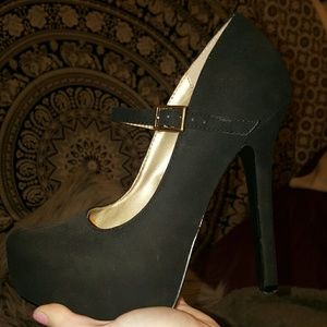 black suede heels