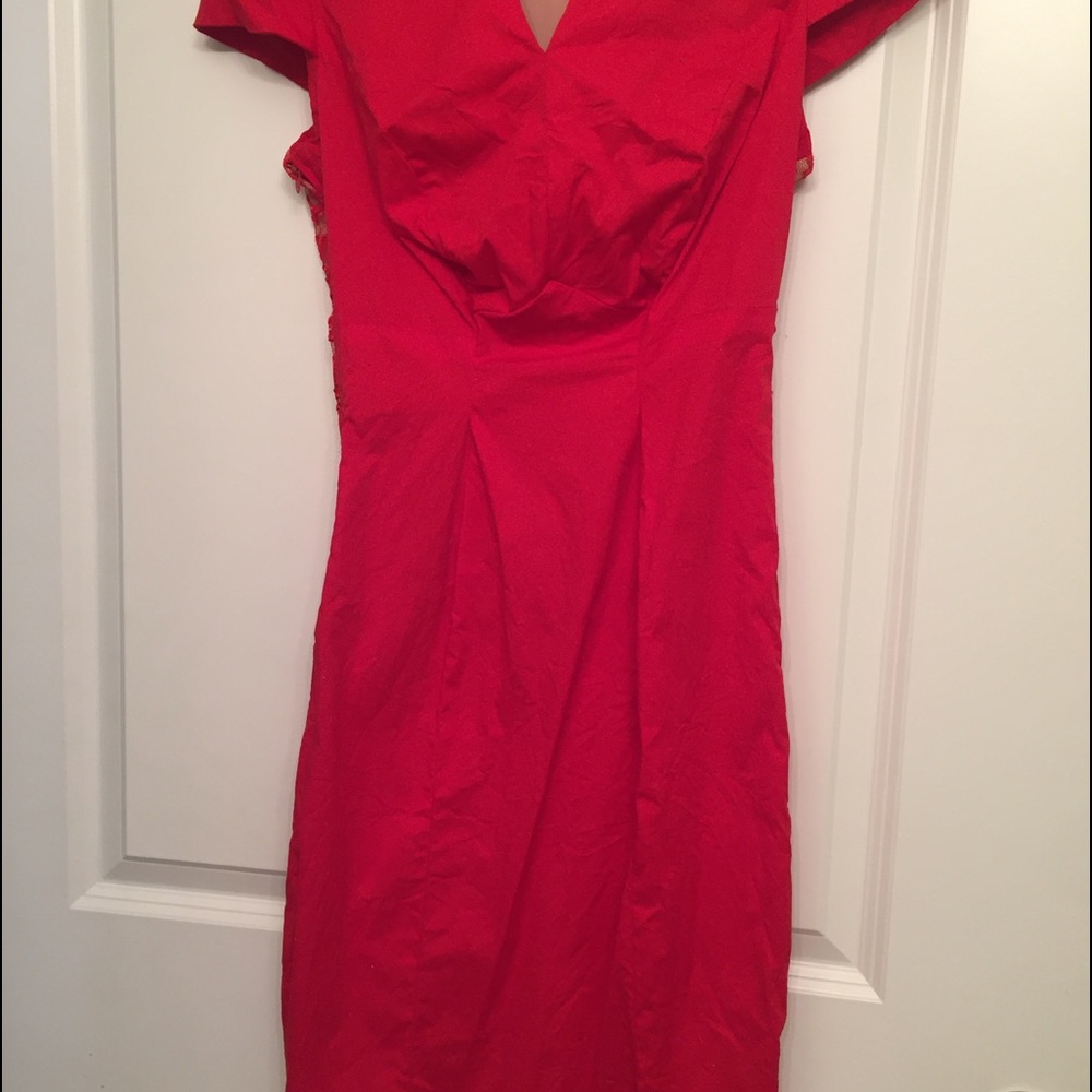 Red sheath dress