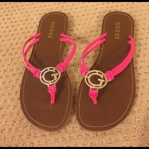 Hot Pink Guess Flip Flops