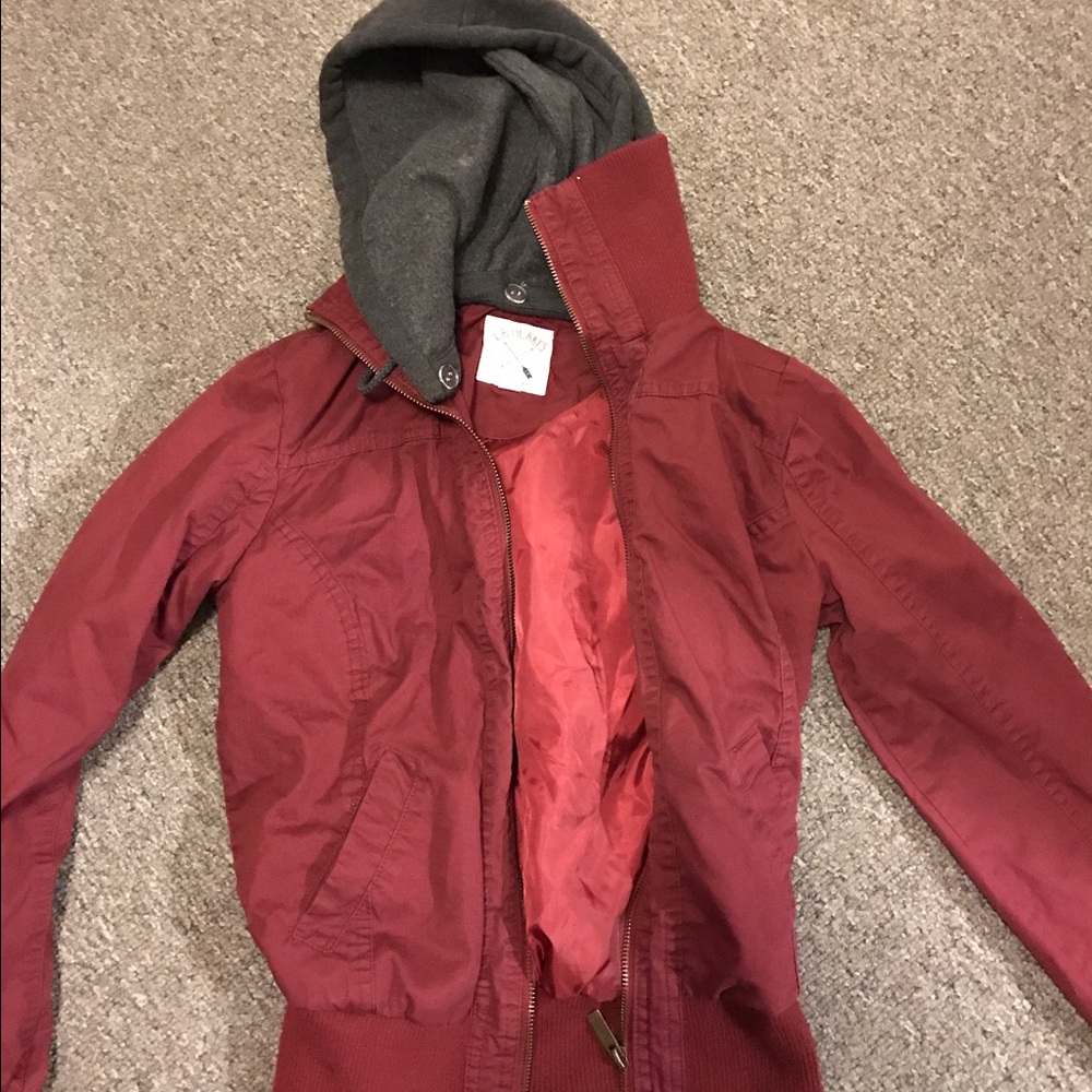 Red zip up jacket!!