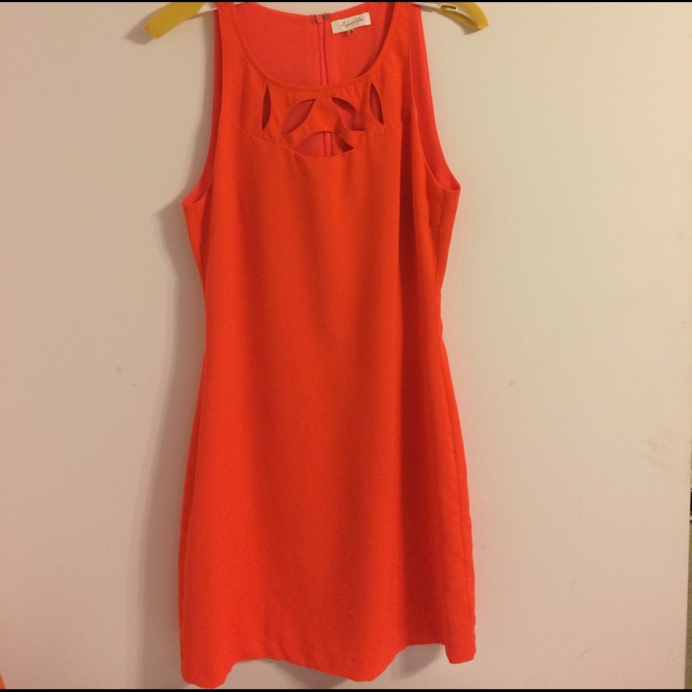 Hot coral caged top dress