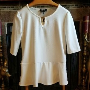 White Peplum Top by Melissa Paige BNWT's