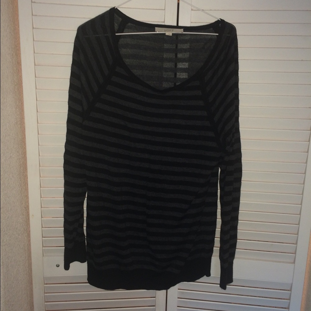 Ann Taylor Loft Back and Grey Top