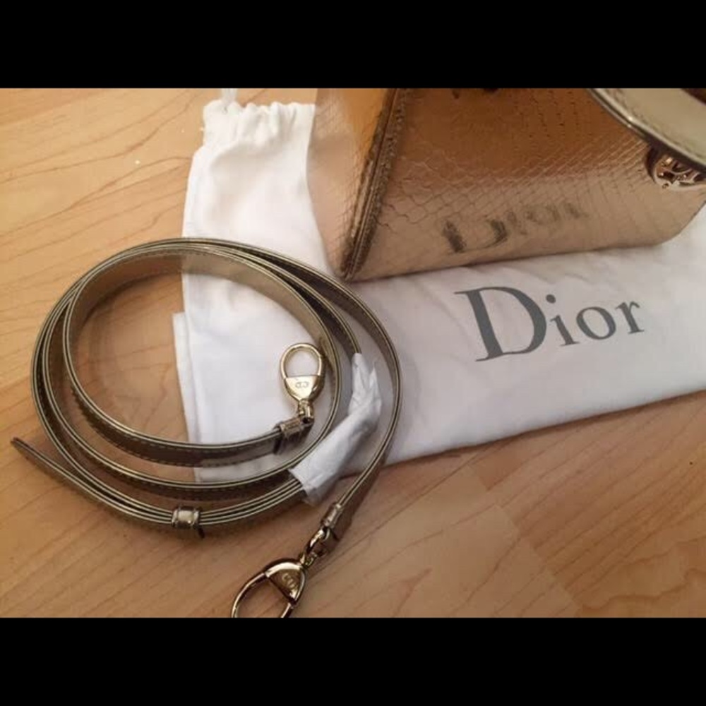 Dior Lady Dior Gold Shiny Python Snakeskin Handbag - Picture 8 of 8