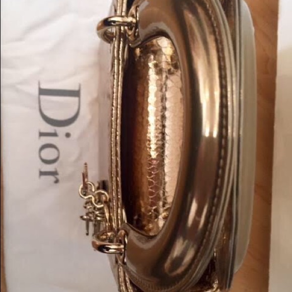 Dior Lady Dior Gold Shiny Python Snakeskin Handbag - Picture 3 of 8