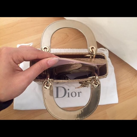 Dior Lady Dior Gold Shiny Python Snakeskin Handbag - Picture 4 of 8