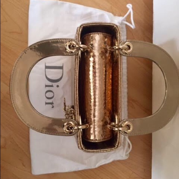 Dior Lady Dior Gold Shiny Python Snakeskin Handbag - Picture 5 of 8