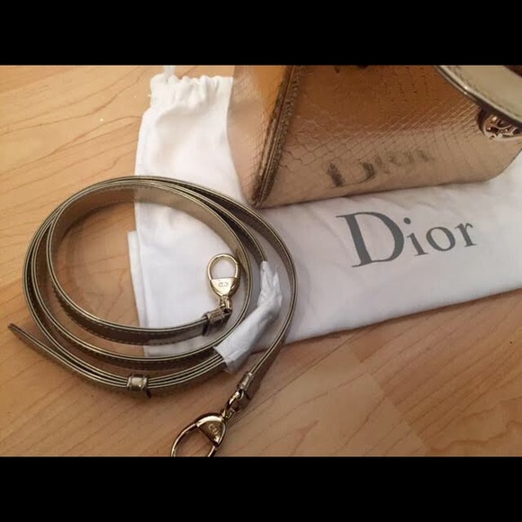 Dior Lady Dior Gold Shiny Python Snakeskin Handbag - Picture 8 of 8