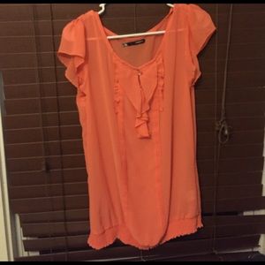 SHEER ORANGE DRESS SHIRT