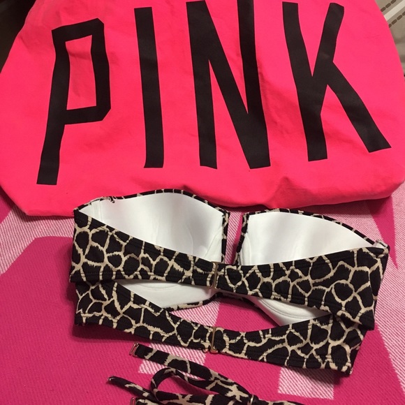 VS GIRAFFE PRINT SWIM SUIT BLACK TAN 36C - Picture 2 of 3