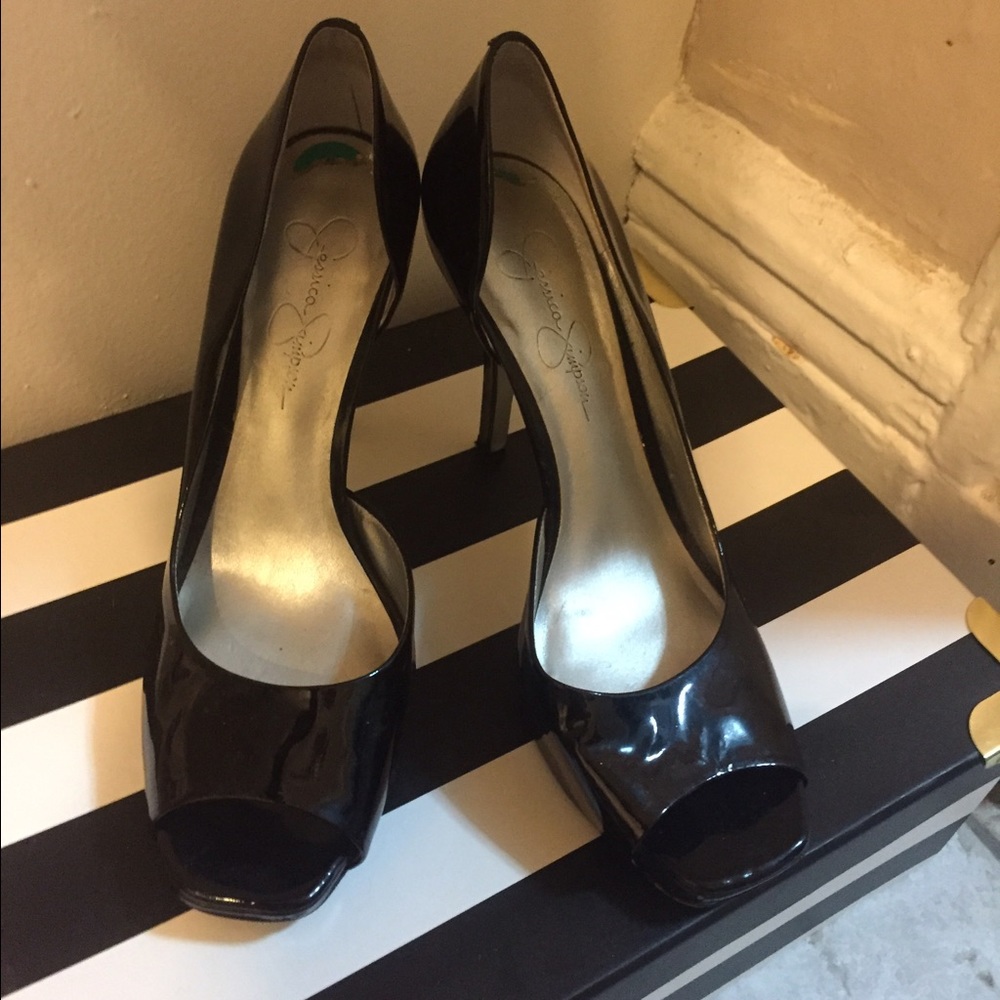 Jessica Simpson black peep toe shoes