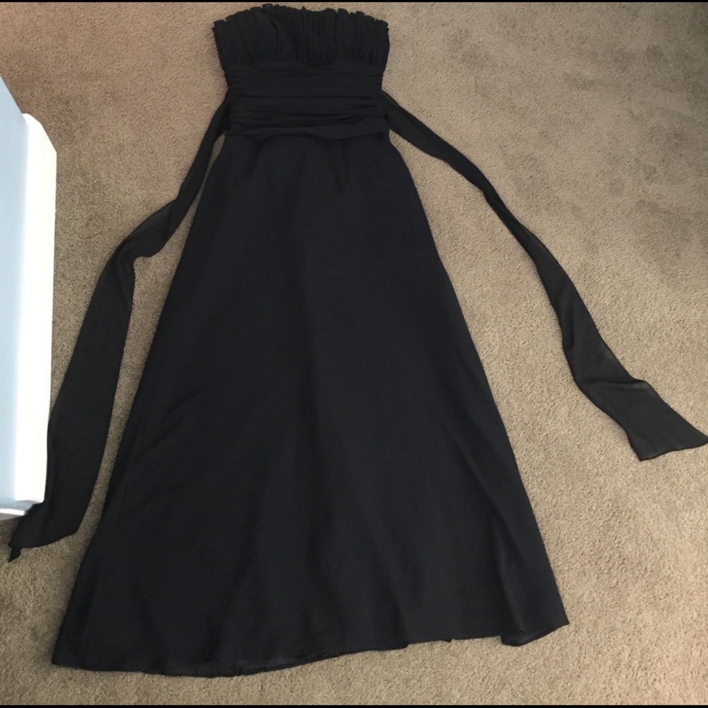 Black strapless formal gown