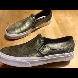 Black Suede Gold Metallic Vans W 9.5