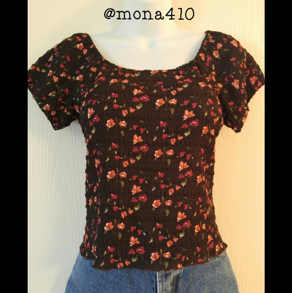 Brown Stretch Crop Top - Picture 4 of 5