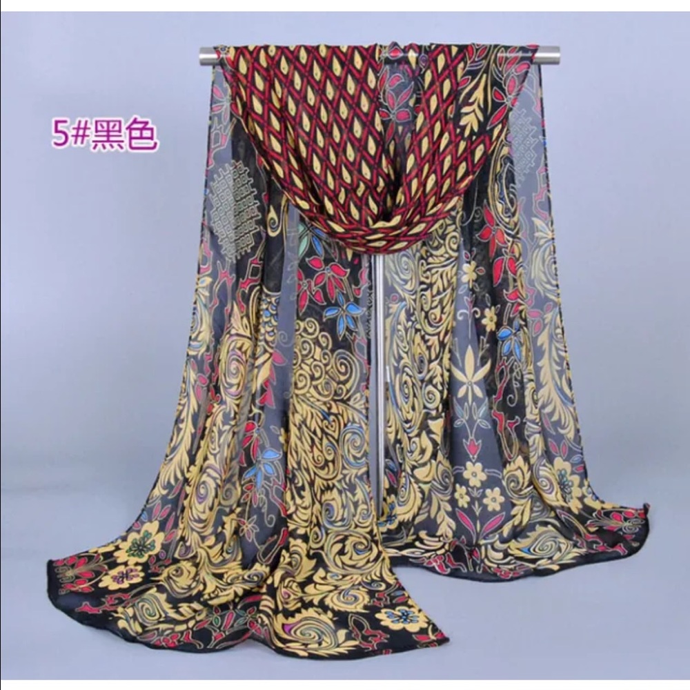 Peacock chiffon scarf buy 2 get 1 free