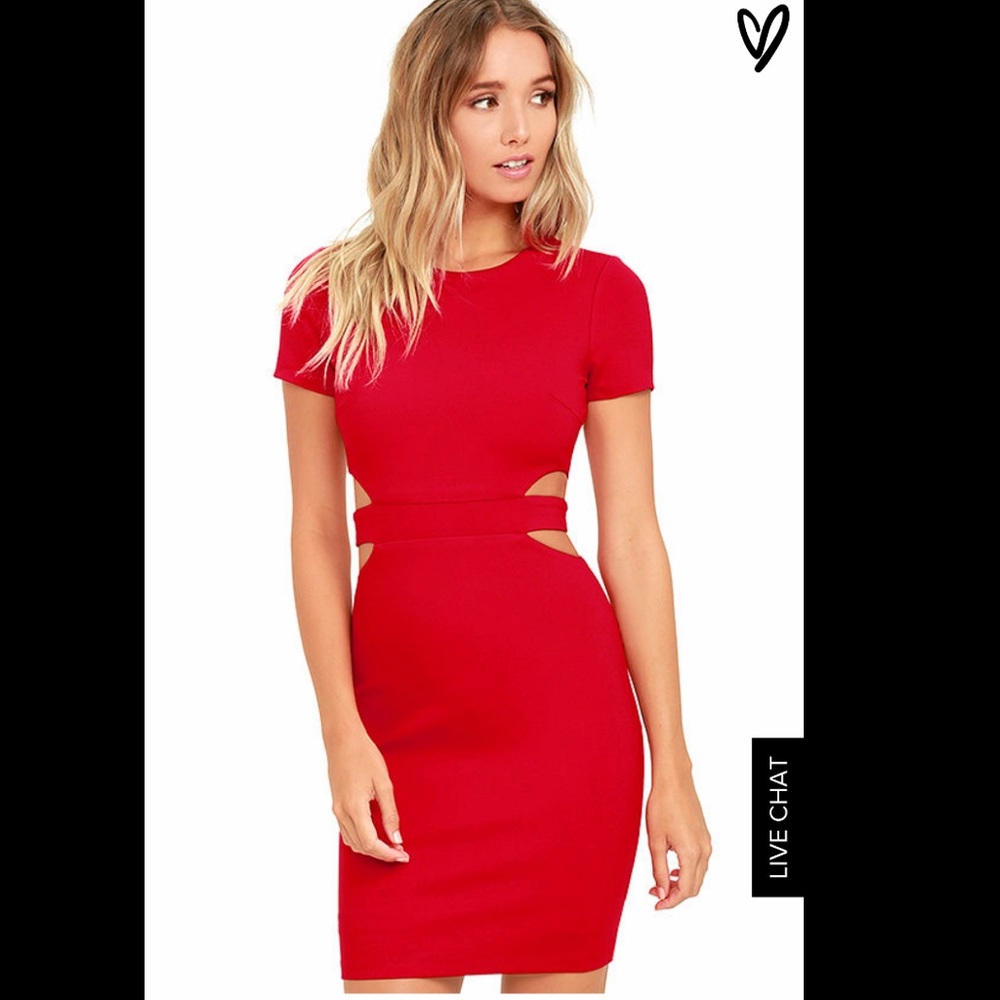 Red bodycon cut out dress