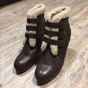 See By Chloe Brown Shearling Ankle Boots