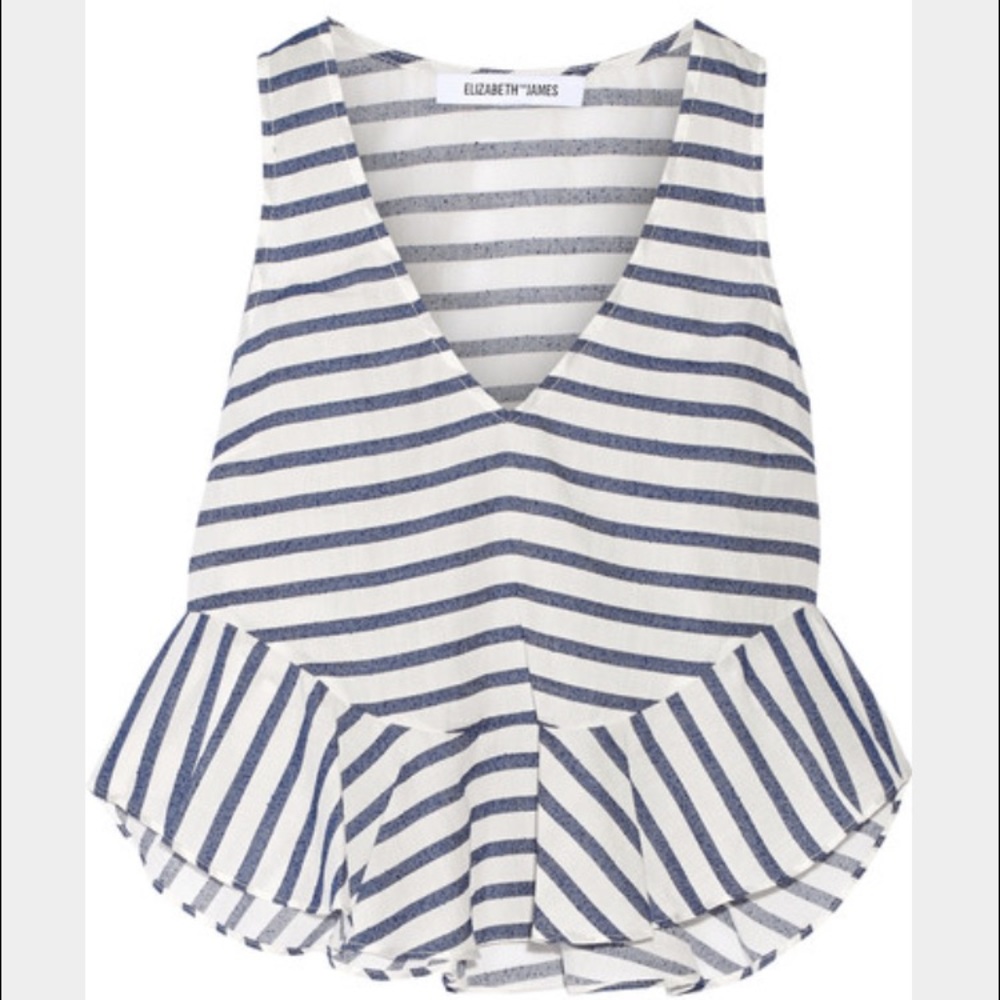 Elizabeth & James Chester Striped Poplin Crop Top