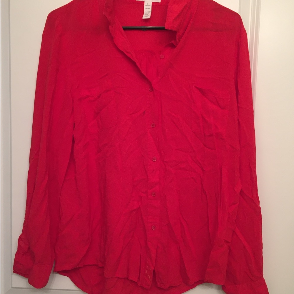 Red button up shirt